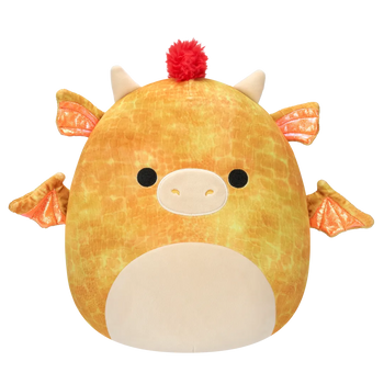 Squishmallows zmaj žute teksture Dieric s crvenom kosom, 40 cm