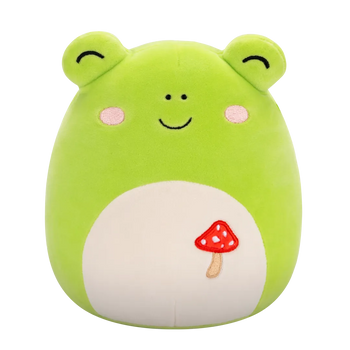 Squishmallows zelena žaba Wendy s vezom od gljiva, 20 cm