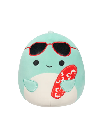 Squishmallows dupin Perry sa sunčanim naočalama i daskom za surfanje, 20 cm