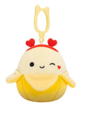 Squishmallows Clip-On žuta banana Junie koja namiguje, 9 cm