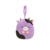 Squishmallows Clip-On ljubičasto-crna krava Alexie s leptir kravatom, 9 cm