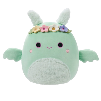 Squishmallows čovjek-moljac Tove zelene boje poput peperminta s cvjetnom krunom i pahuljastim trbuhom, 20 cm