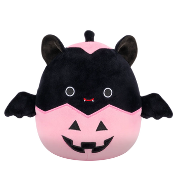 Squishmallows crna mačka Emily u ružičastoj bundevi Jack-O'-Lantern, 20 cm