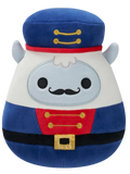 Squishmallows bijeli yeti Yuri u plavom odijelu orašara, 20 cm