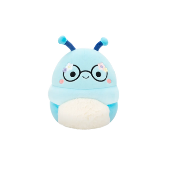 Squishmallows plavi knjiški moljac Cordelia s cvijećem na naočalama, 20 cm