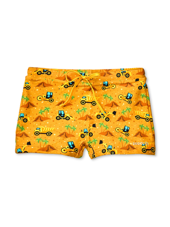 Vesele dječje elastične kupaće hlače Bager na plaži