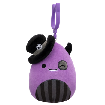 Squishmallows Clip-On ljubičasto čudovište Earworm koje namiguje i ima kapu, 9 cm