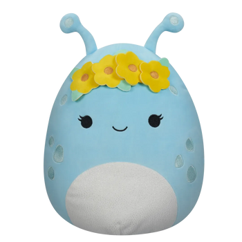 Squishmallows pastelno plavi vanzemaljac Natnat s cvjetnom krunom, 40 cm
