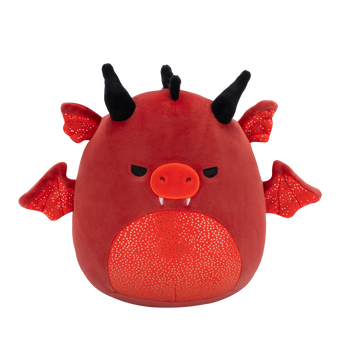Squishmallows crveni zmaj Salami s ljutim očima i svjetlucavim trbuhom, 20 cm