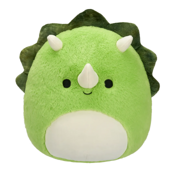 Squishmallows Fuzzamallows zeleni triceratops Tristan, 30 cm