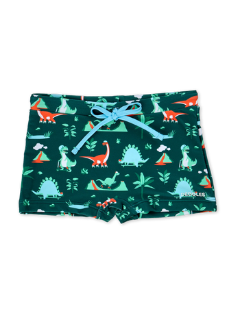 Vesele dječje elastične kupaće hlače Skatepark s dinosaurima
