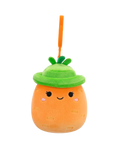 Squishmallows Clip-On narančasta mrkva Caroleena s bob šeširom, 9 cm