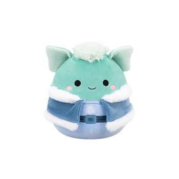 Squishmallows blijedi plavozeleni goblin Troye sa zimskom odjećom, 20 cm