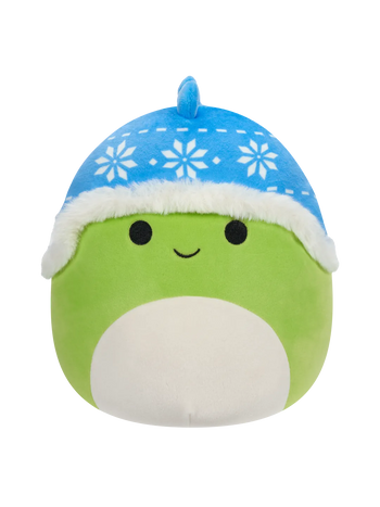 Squishmallows zeleni dino Danny s plavom kapom, 20 cm